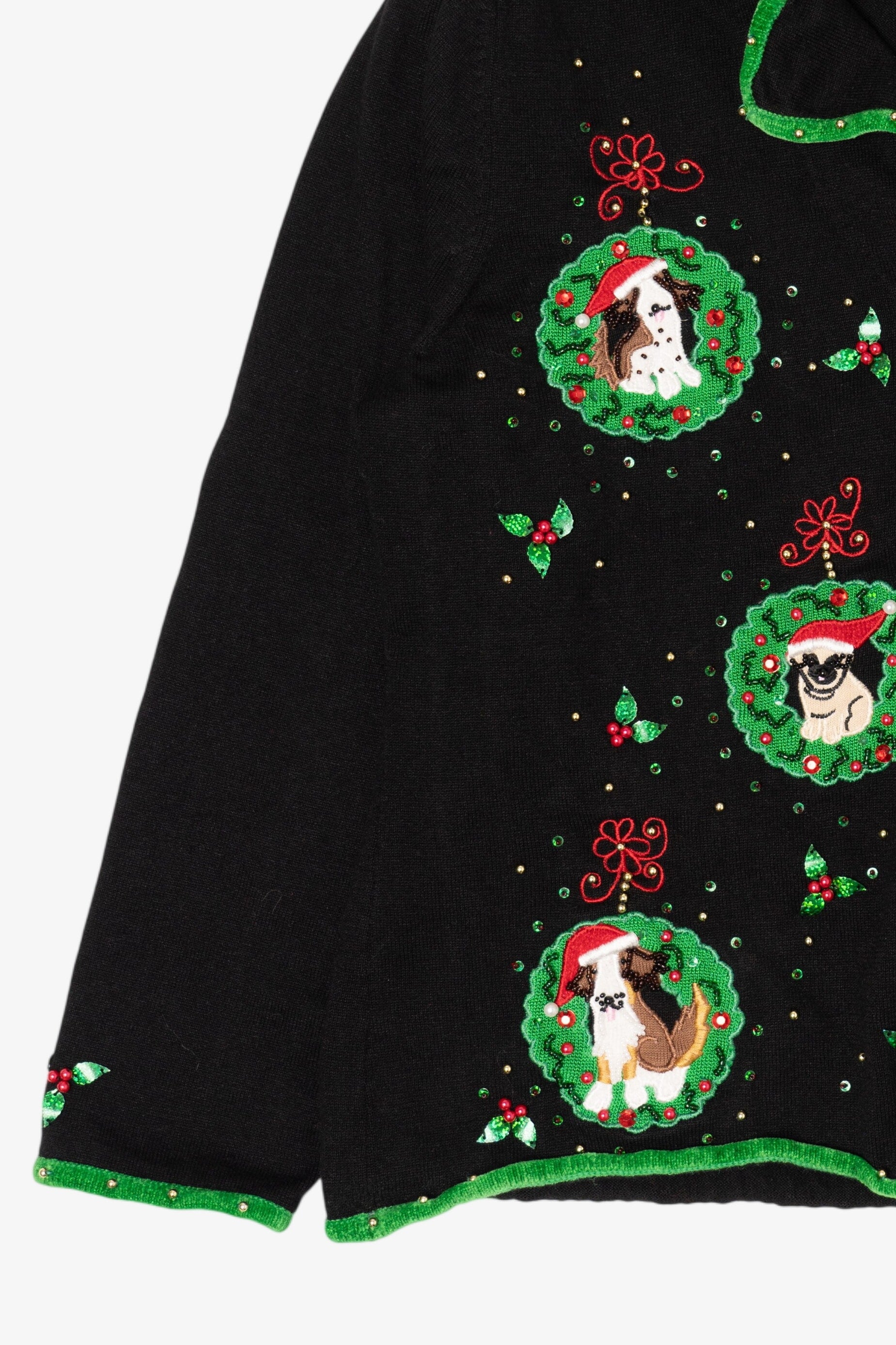 Vintage Black Jack B. Quick Dogs Ugly Christmas Cardigan (1990s)