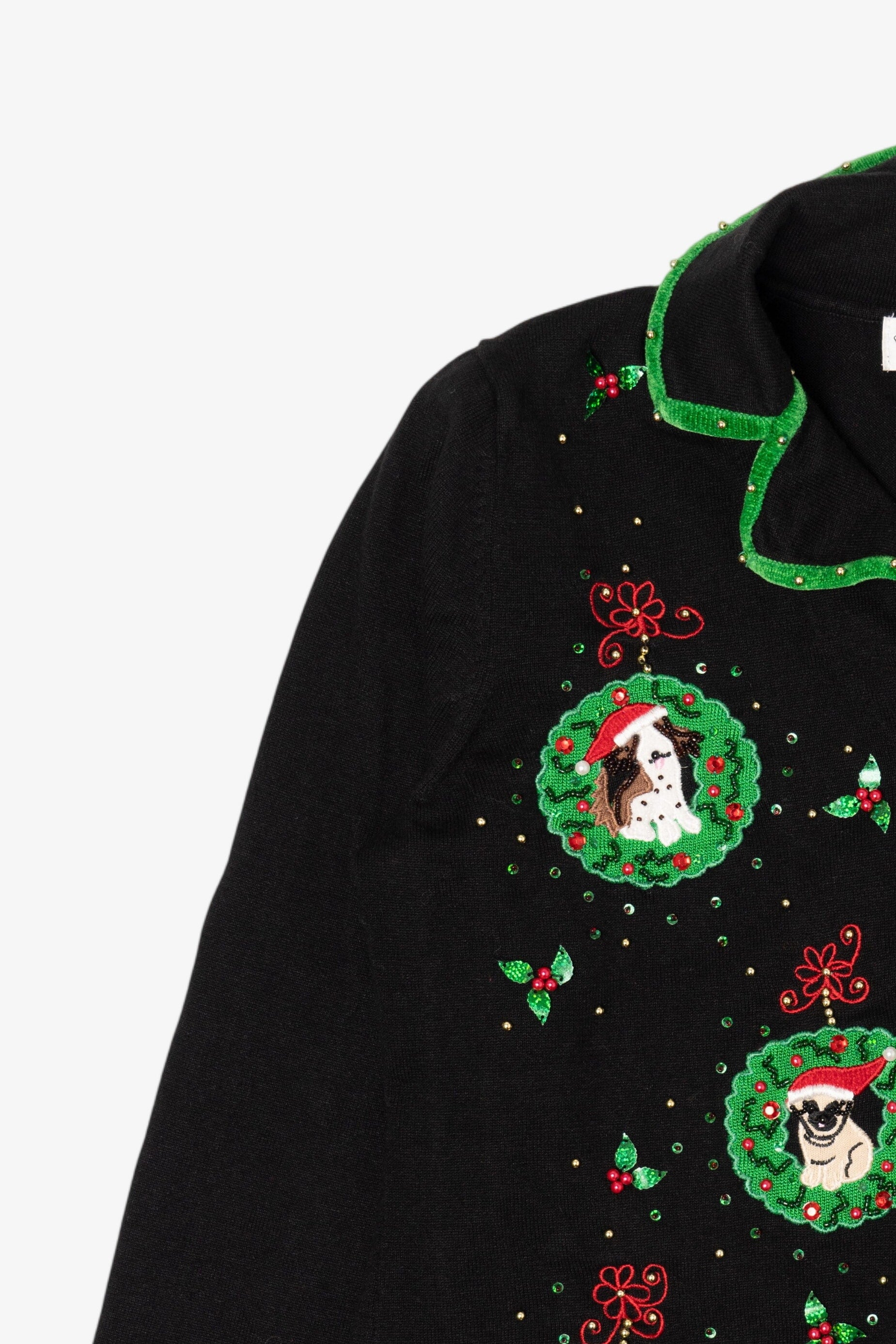 Vintage Black Jack B. Quick Dogs Ugly Christmas Cardigan (1990s)