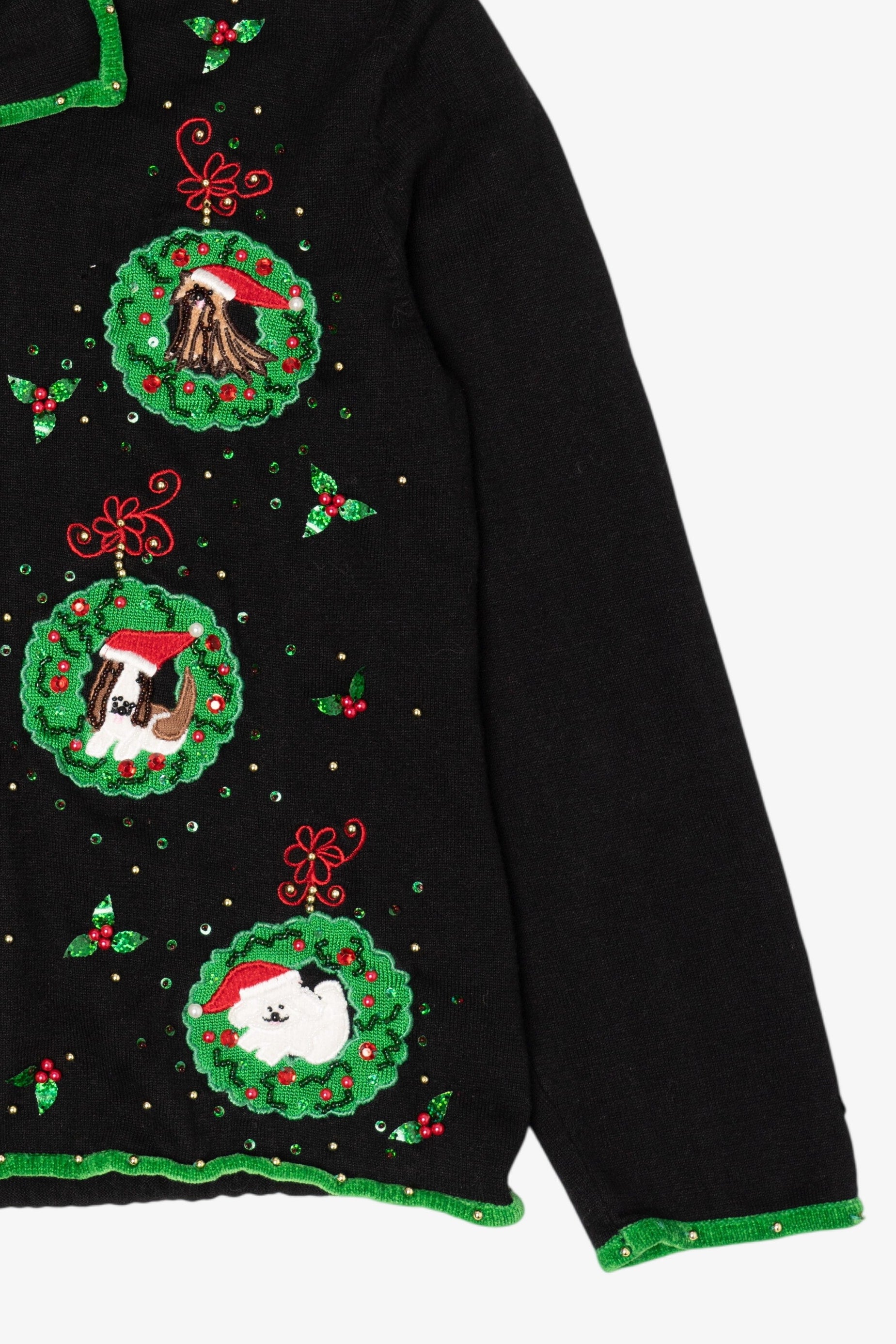 Vintage Black Jack B. Quick Dogs Ugly Christmas Cardigan (1990s)