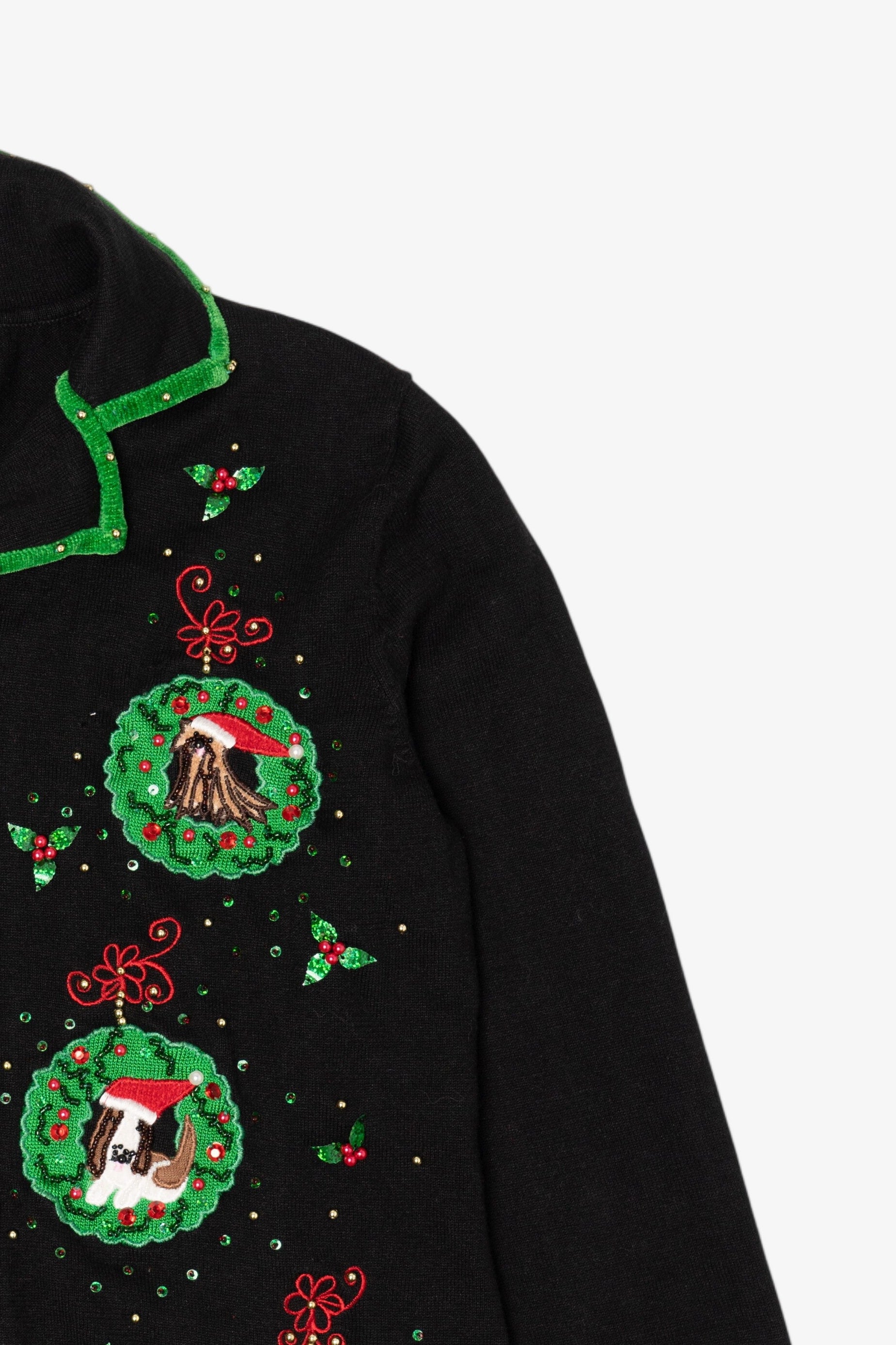 Vintage Black Jack B. Quick Dogs Ugly Christmas Cardigan (1990s)