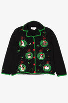 Vintage Black Jack B. Quick Dogs Ugly Christmas Cardigan (1990s)