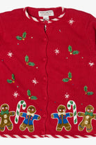 Vintage Red Heirloom Collectibles Gingerbread Ugly Christmas Cardigan (1990s)