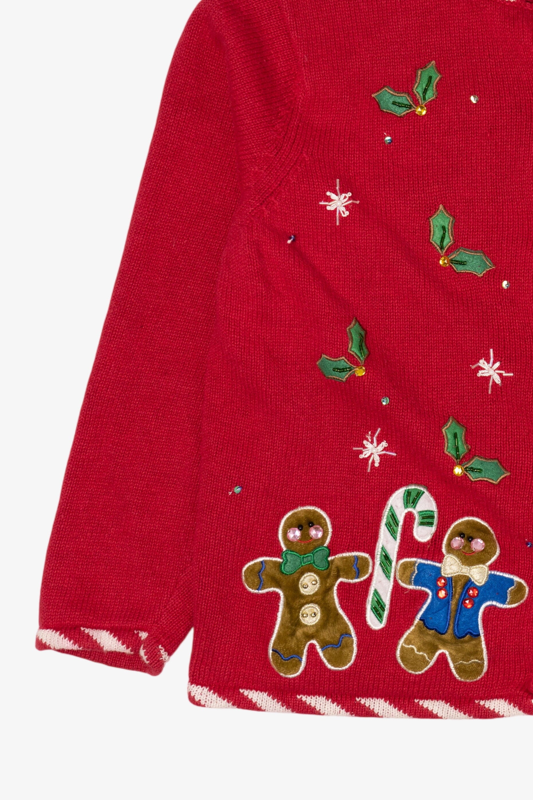 Vintage Red Heirloom Collectibles Gingerbread Ugly Christmas Cardigan (1990s)
