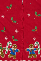 Vintage Red Heirloom Collectibles Gingerbread Ugly Christmas Cardigan (1990s)