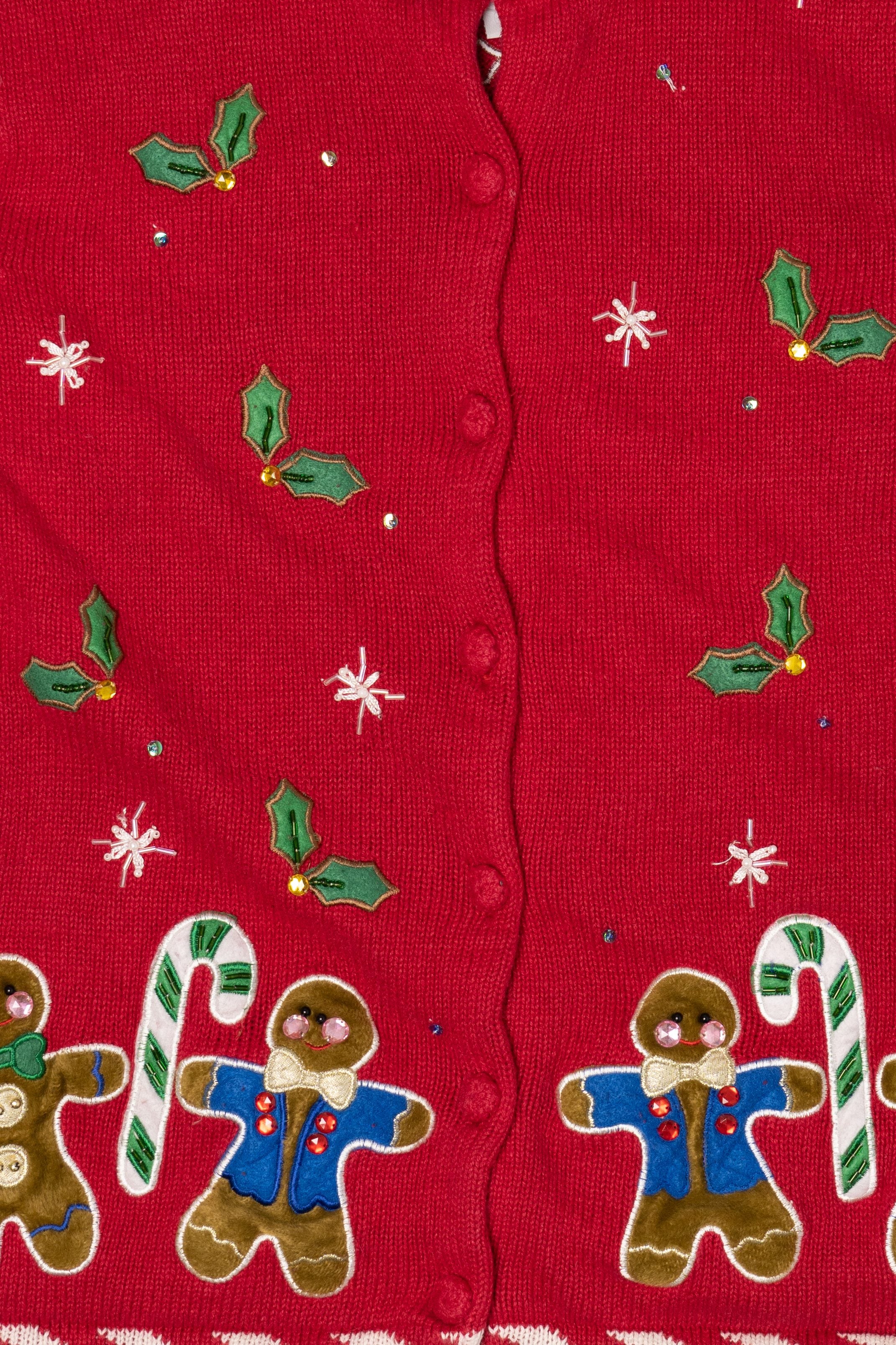 Vintage Red Heirloom Collectibles Gingerbread Ugly Christmas Cardigan (1990s)