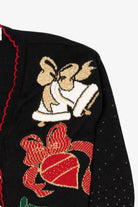 Vintage Black Holiday Time Bells Ugly Christmas Cardigan (1990s)