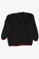 Vintage Black Holiday Time Bells Ugly Christmas Cardigan (1990s)