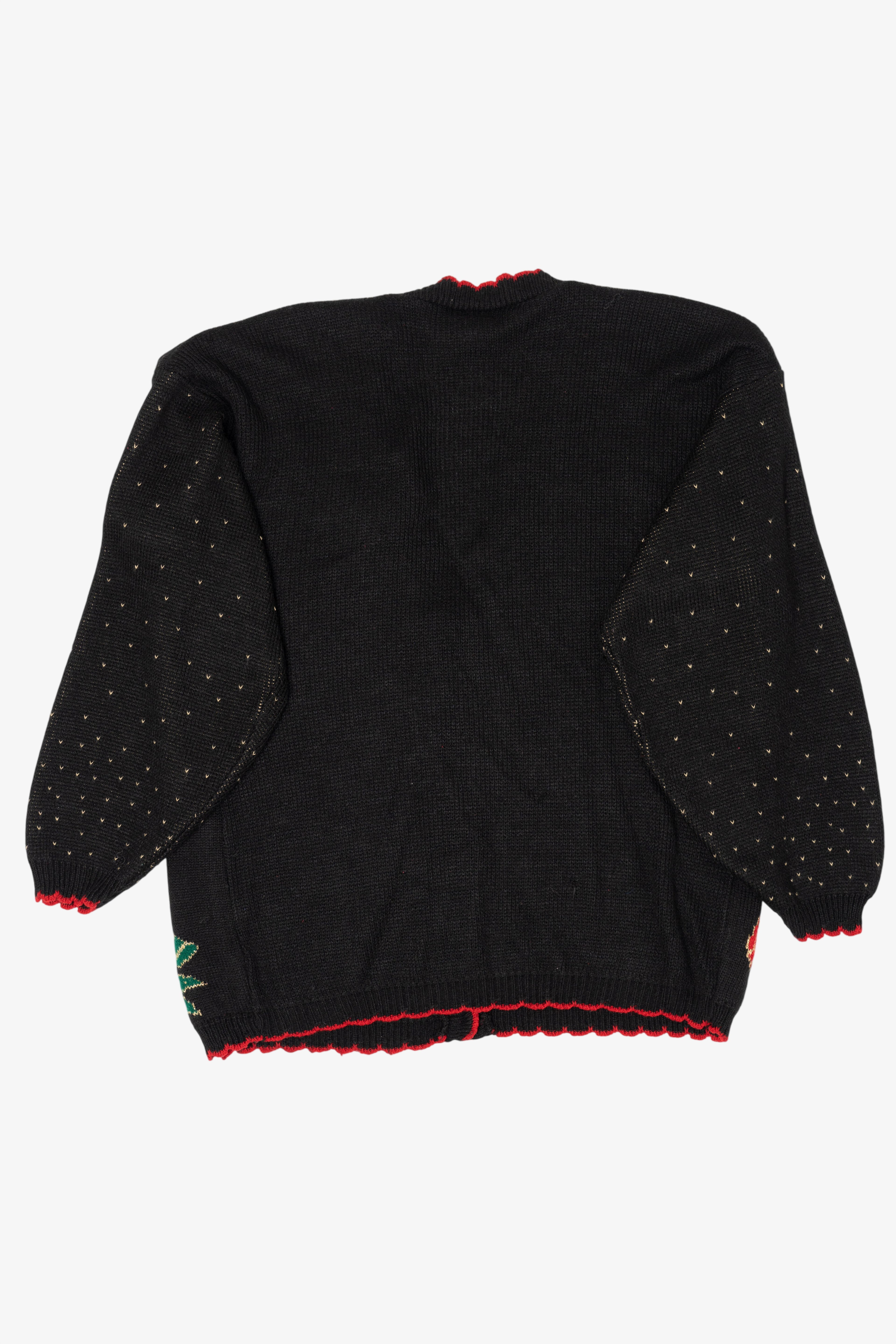Vintage Black Holiday Time Bells Ugly Christmas Cardigan (1990s)