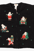 Vintage Black Talbots Santa Ugly Christmas Cardigan (1990s)