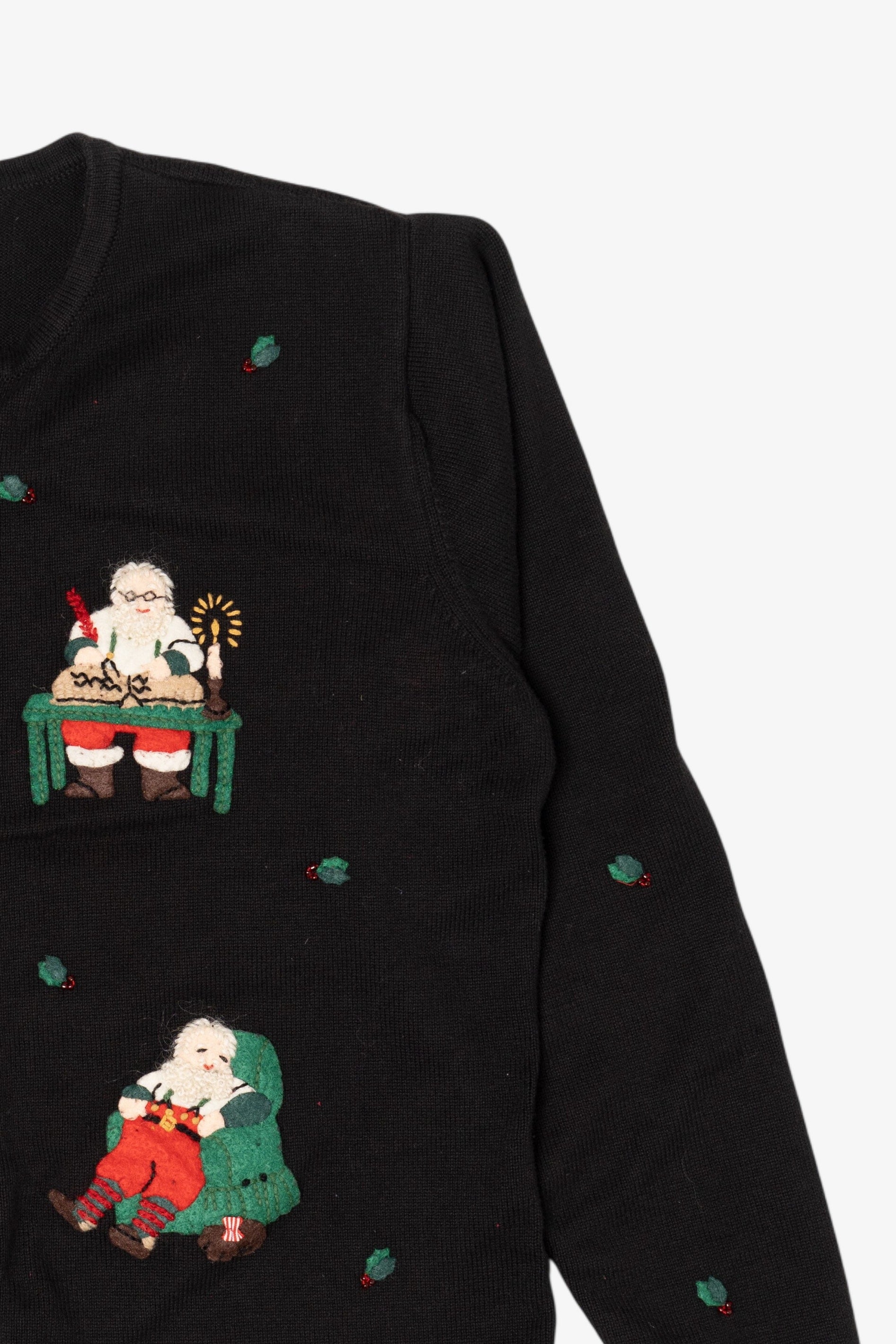 Vintage Black Talbots Santa Ugly Christmas Cardigan (1990s)