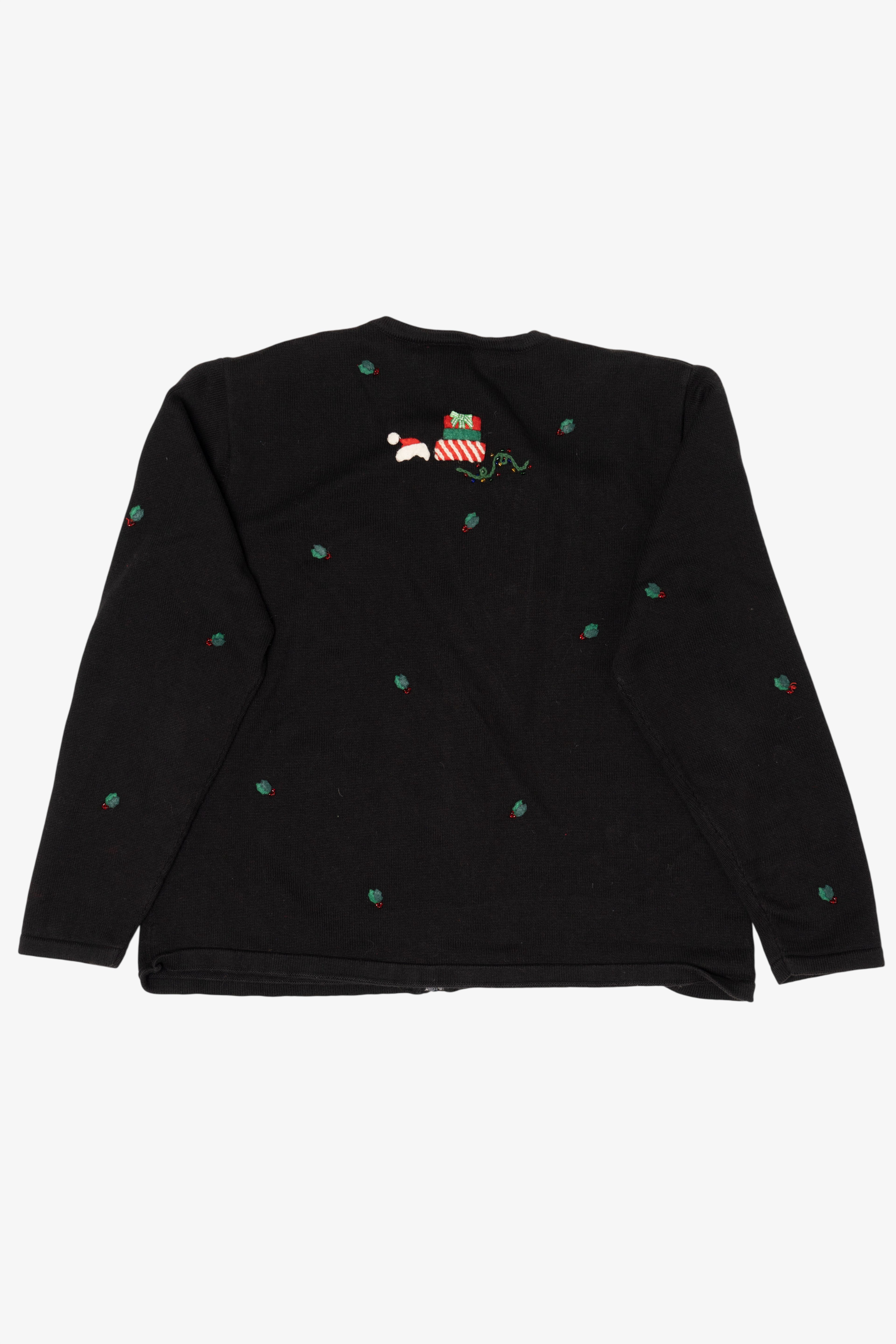 Vintage Black Talbots Santa Ugly Christmas Cardigan (1990s)