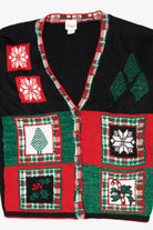 Vintage Black Holiday Time Ugly Christmas Cardigan (1990s)