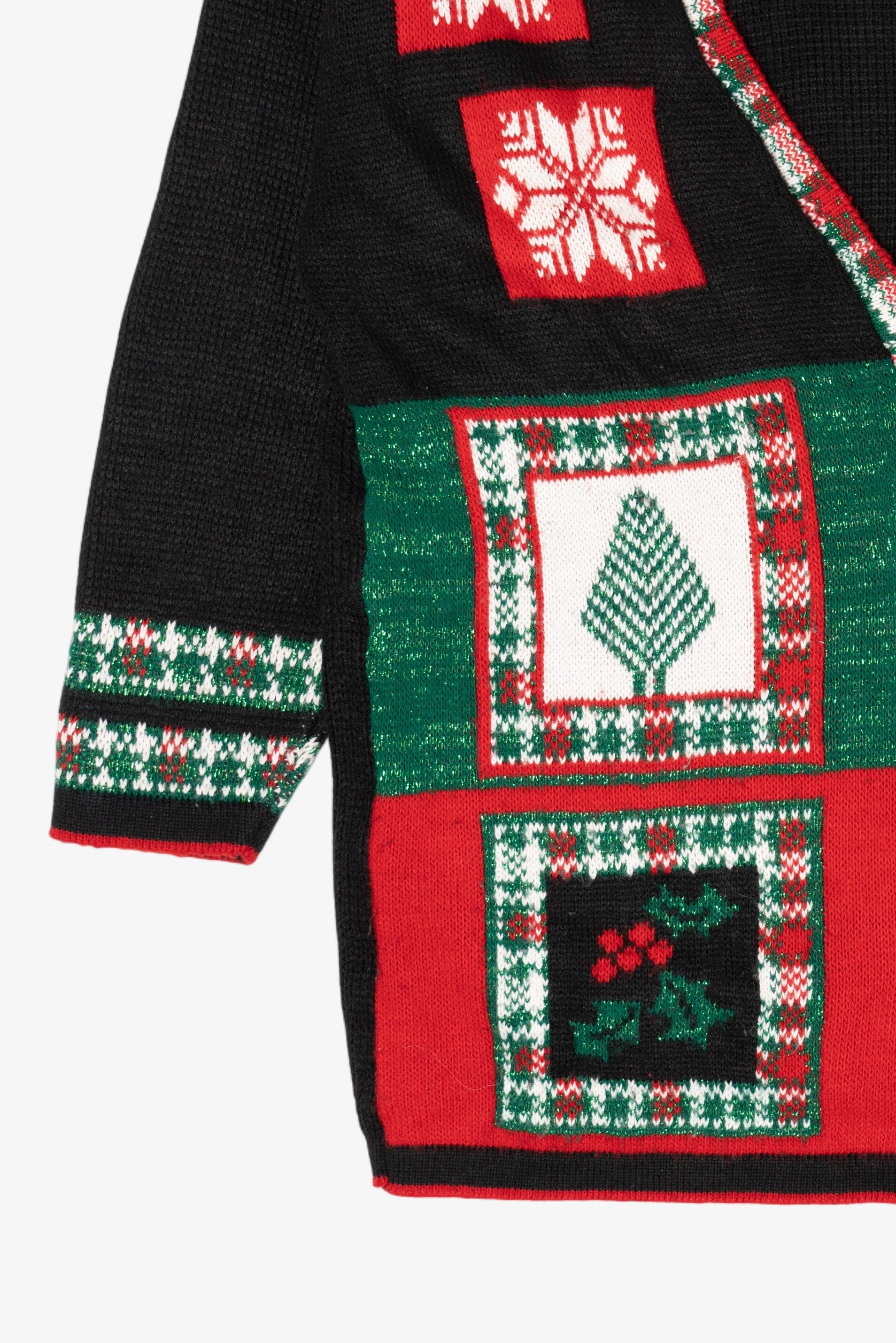 Vintage Black Holiday Time Ugly Christmas Cardigan (1990s)