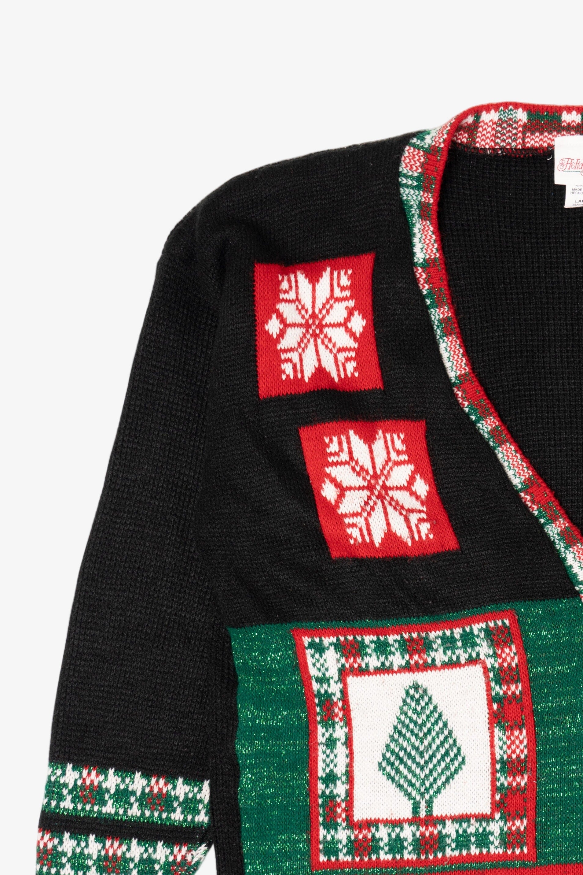 Vintage Black Holiday Time Ugly Christmas Cardigan (1990s)