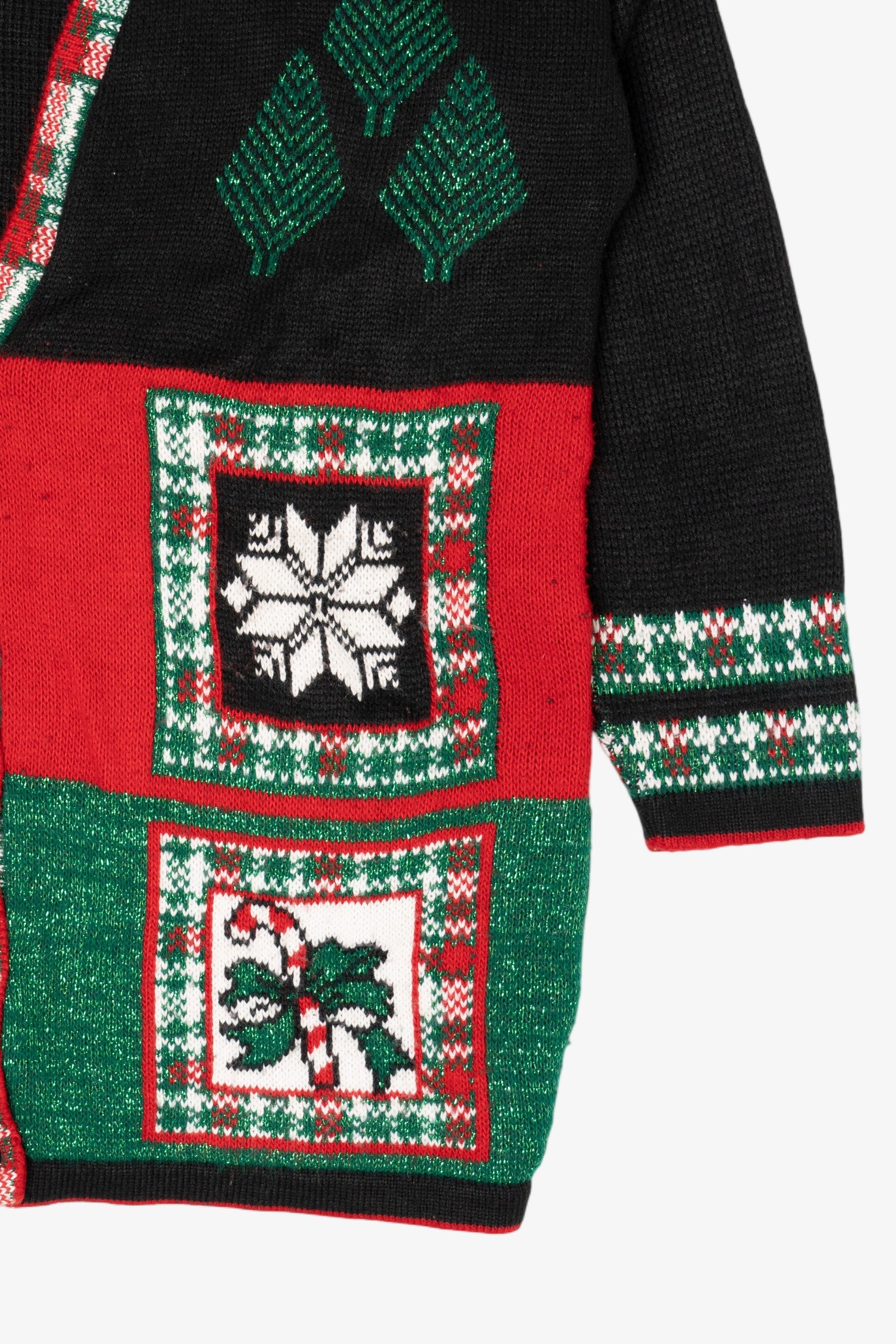 Vintage Black Holiday Time Ugly Christmas Cardigan (1990s)