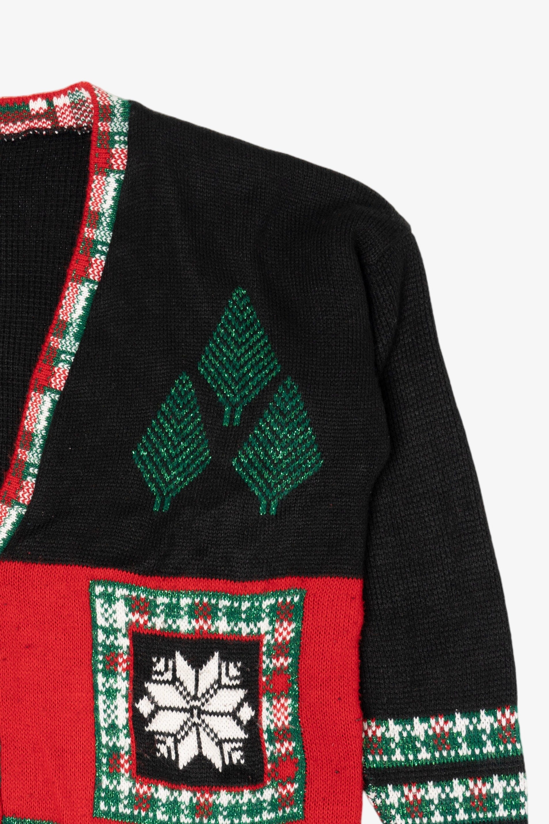 Vintage Black Holiday Time Ugly Christmas Cardigan (1990s)
