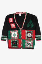 Vintage Black Holiday Time Ugly Christmas Cardigan (1990s)