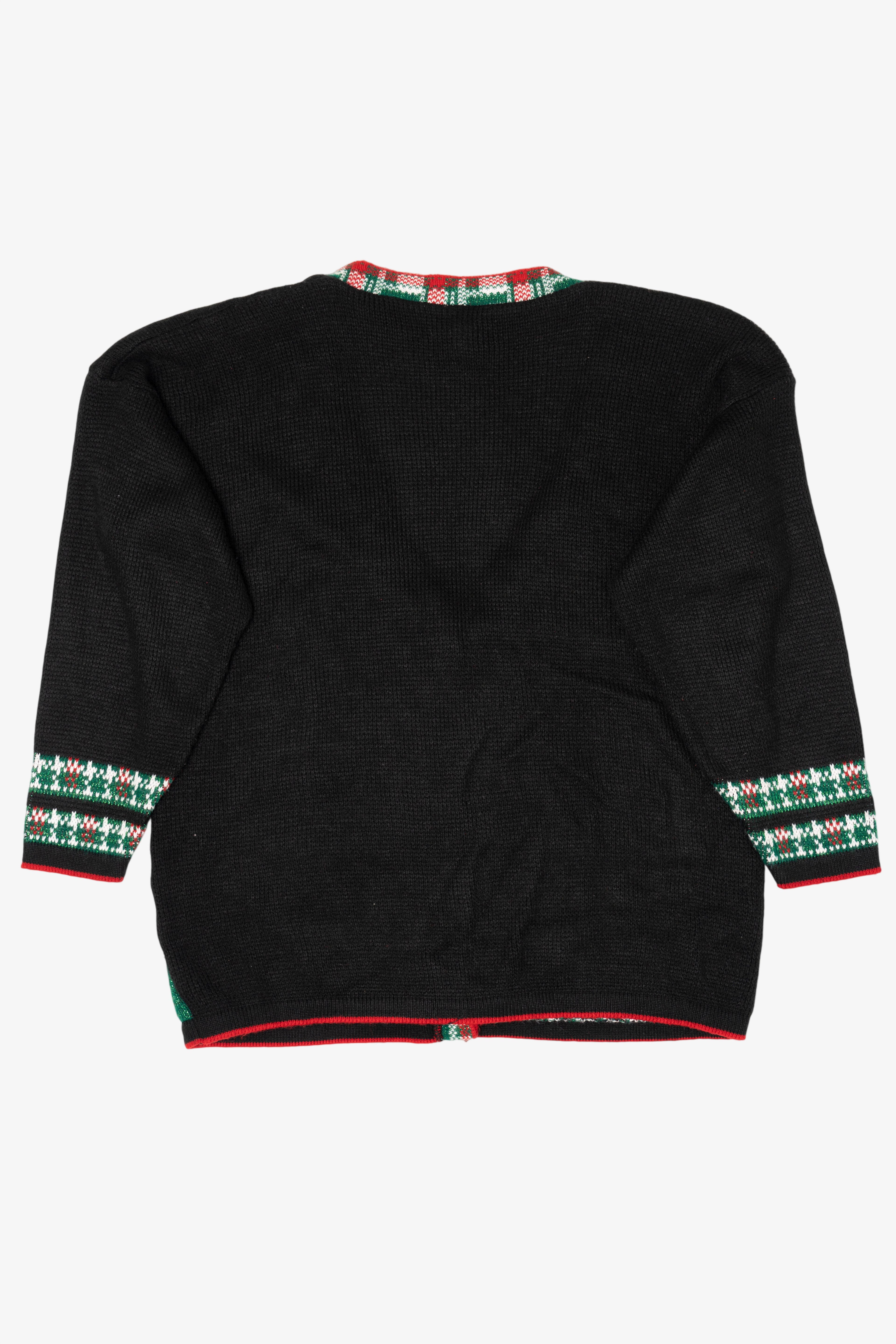Vintage Black Holiday Time Ugly Christmas Cardigan (1990s)