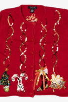 Vintage Red Crystal Kole Ugly Christmas Cardigan (1990s)