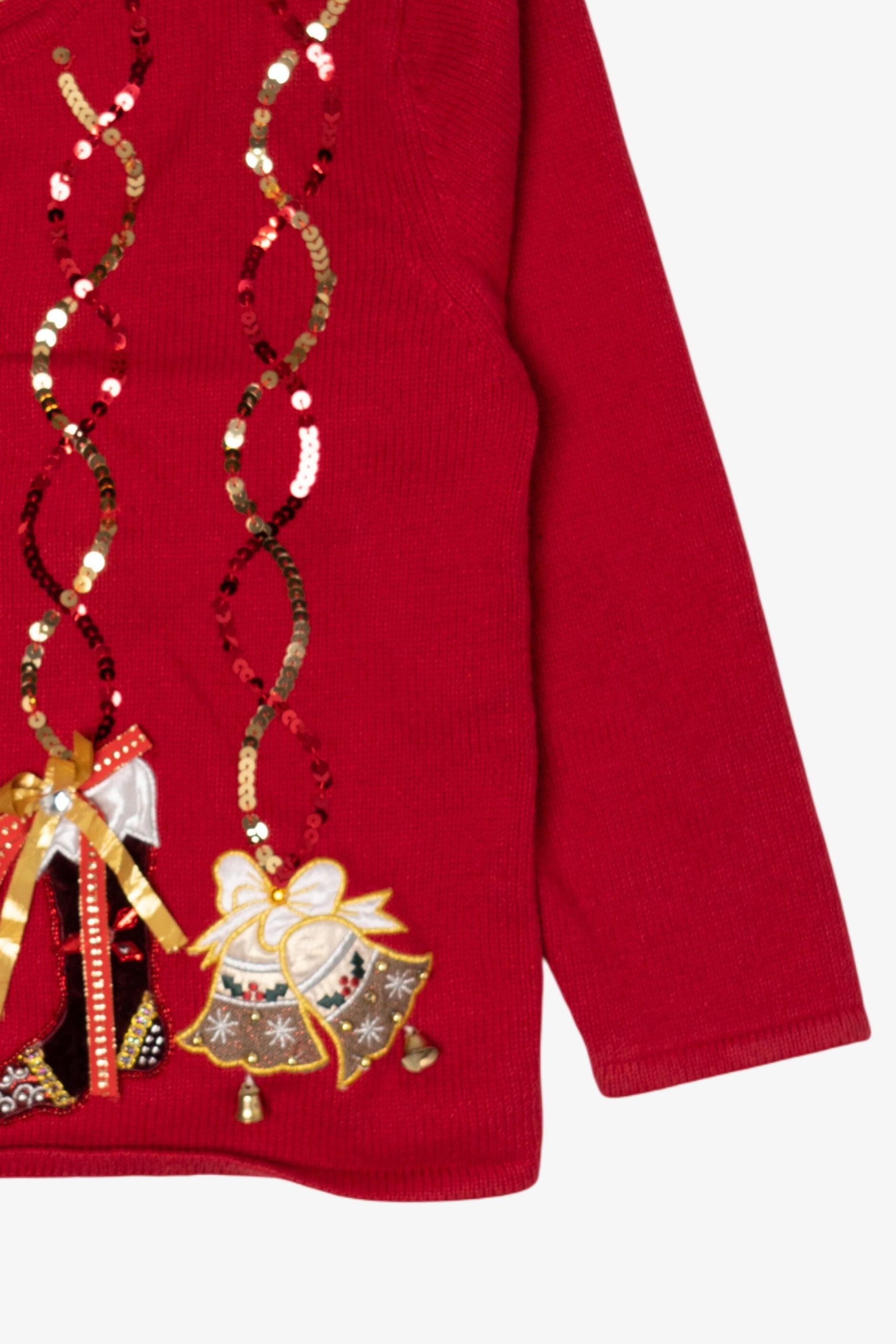 Vintage Red Crystal Kole Ugly Christmas Cardigan (1990s)