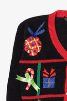 Vintage Black Work in Progress Ugly Christmas Cardigan (1990s)
