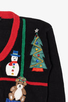 Vintage Black Work in Progress Ugly Christmas Cardigan (1990s)