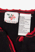Vintage Black Nutcracker Bears Skating Ugly Christmas Cardigan (1990s)