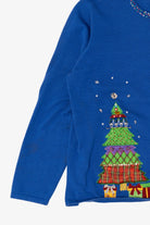 Vintage Y2k Lightweight Blue Santa Ugly Christmas Sweater (2000s)