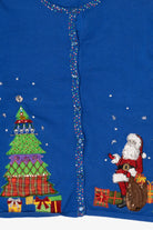 Vintage Y2k Lightweight Blue Santa Ugly Christmas Sweater (2000s)
