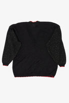 Vintage Black Holiday Time Bells Ugly Christmas Cardigan (1980s)