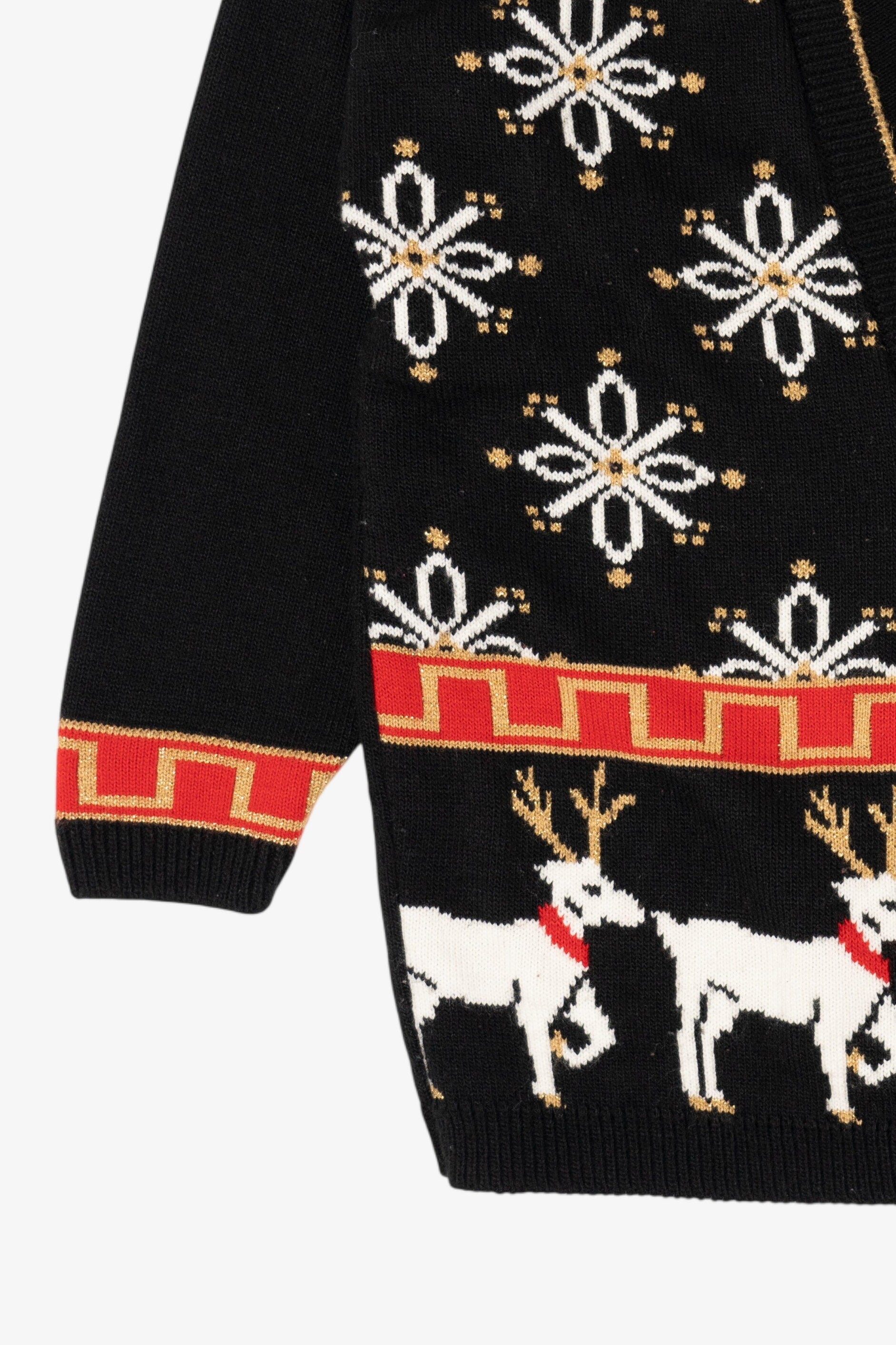 Vintage Black Modano Reindeer Ugly Christmas Cardigan (1980s)