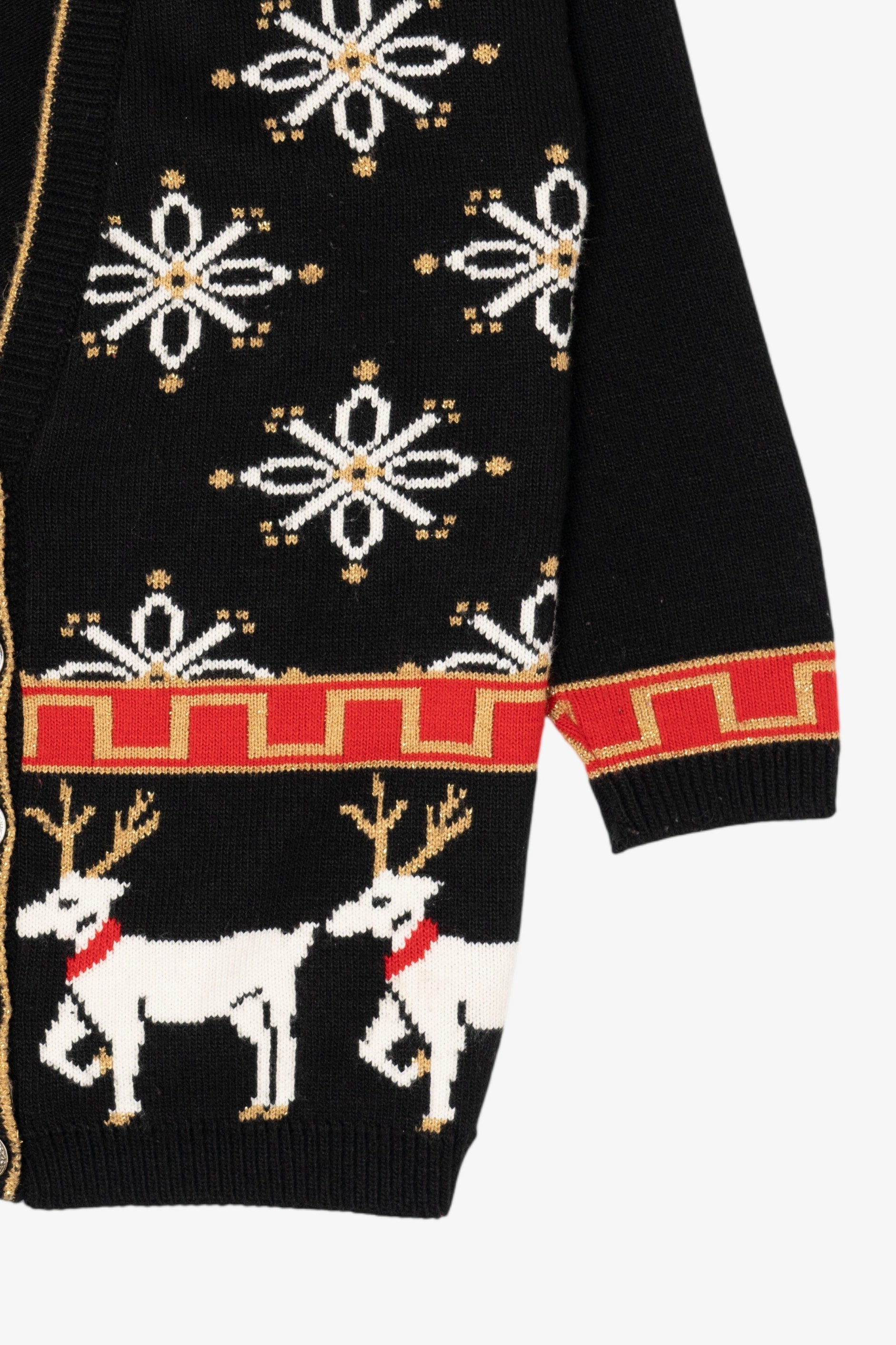 Vintage Black Modano Reindeer Ugly Christmas Cardigan (1980s)