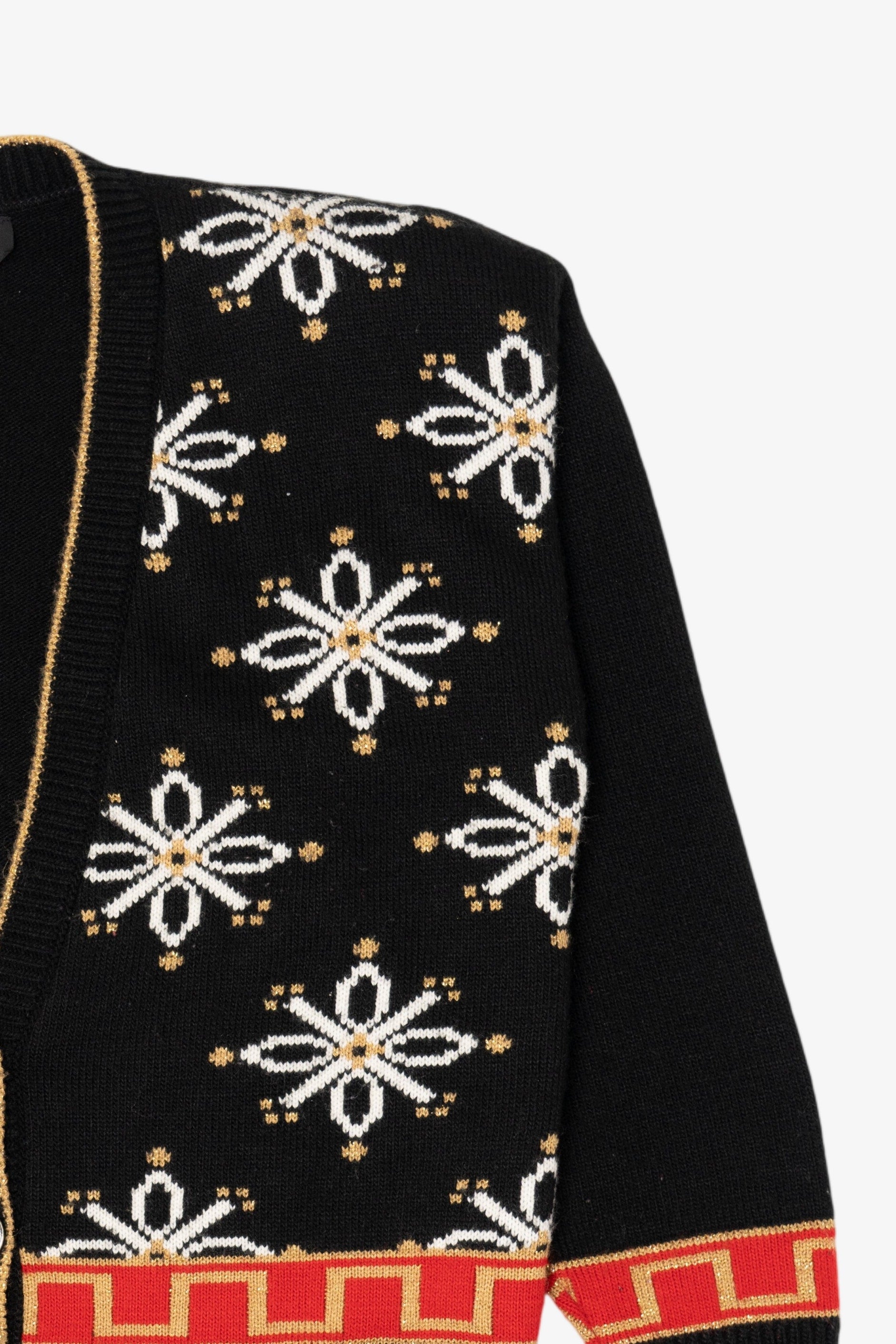 Vintage Black Modano Reindeer Ugly Christmas Cardigan (1980s)