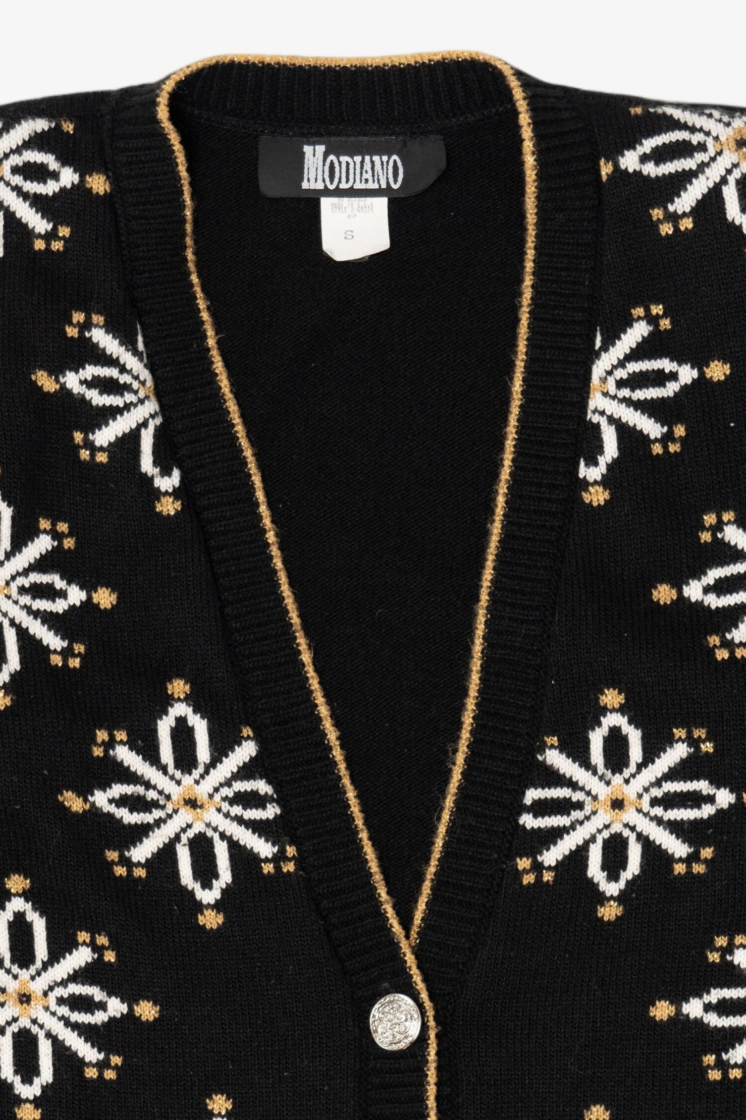 Vintage Black Modano Reindeer Ugly Christmas Cardigan (1980s)