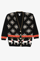 Vintage Black Modano Reindeer Ugly Christmas Cardigan (1980s)