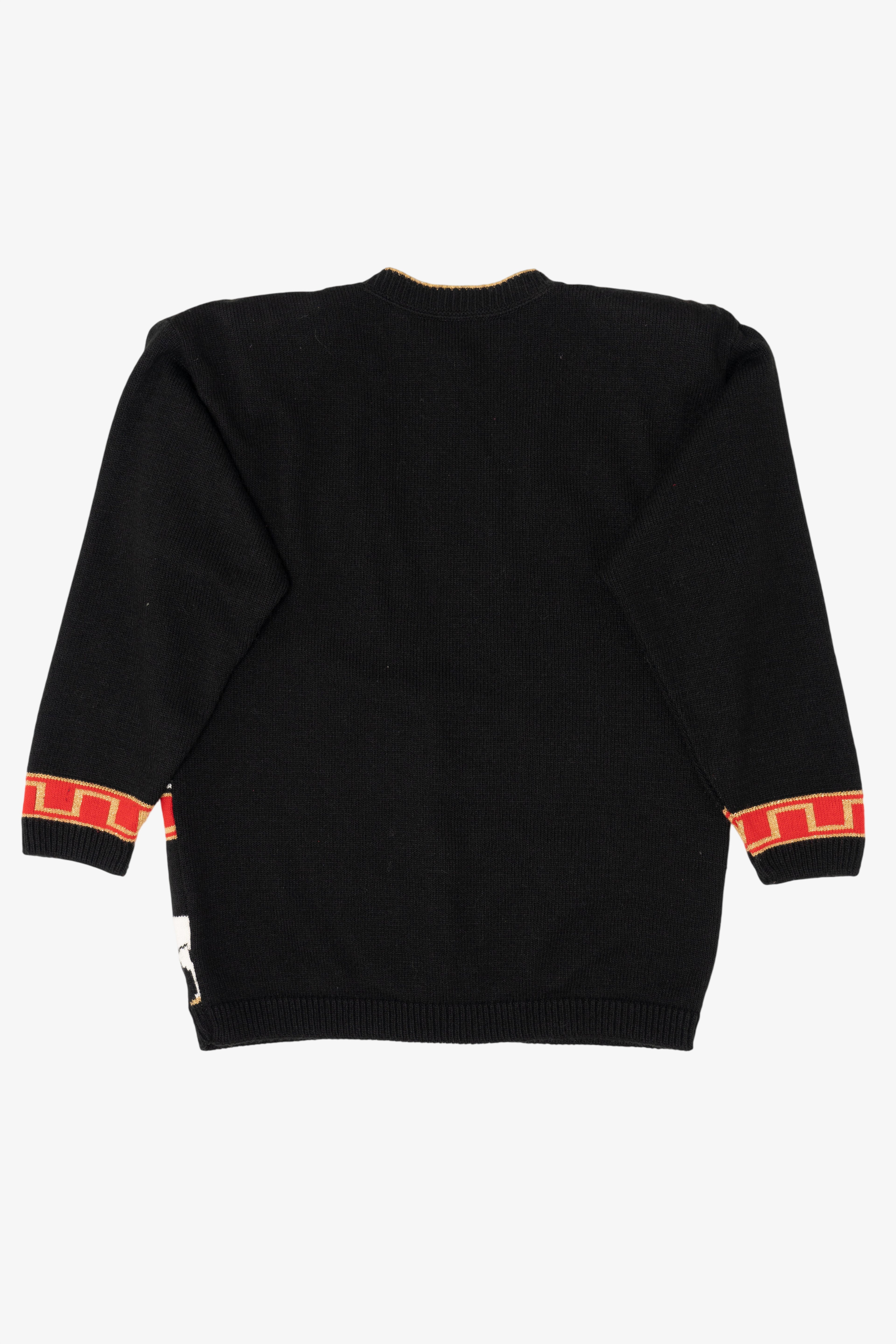 Vintage Black Modano Reindeer Ugly Christmas Cardigan (1980s)