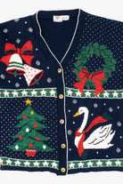 Vintage Dark Blue Nutcracker Ugly Christmas Cardigan (1990s)