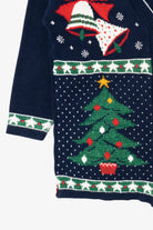 Vintage Dark Blue Nutcracker Ugly Christmas Cardigan (1990s)