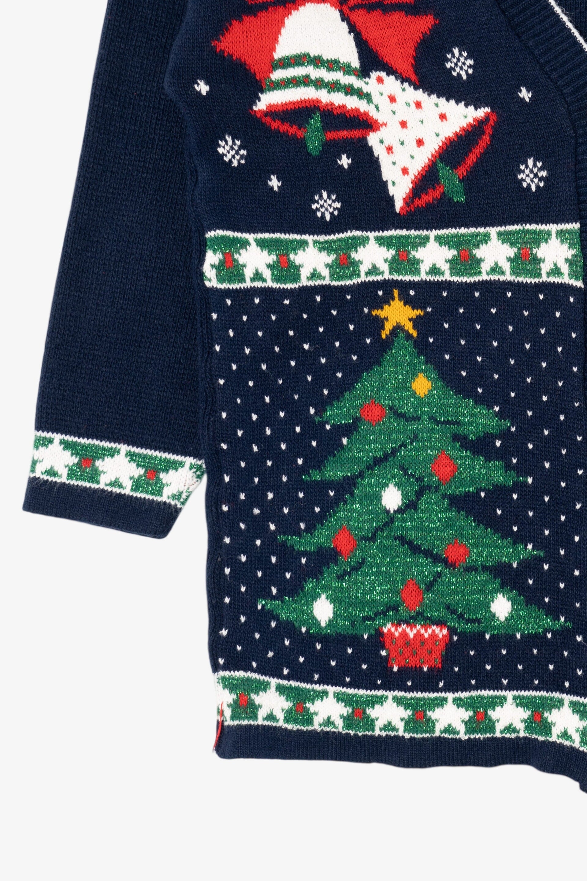 Vintage Dark Blue Nutcracker Ugly Christmas Cardigan (1990s)