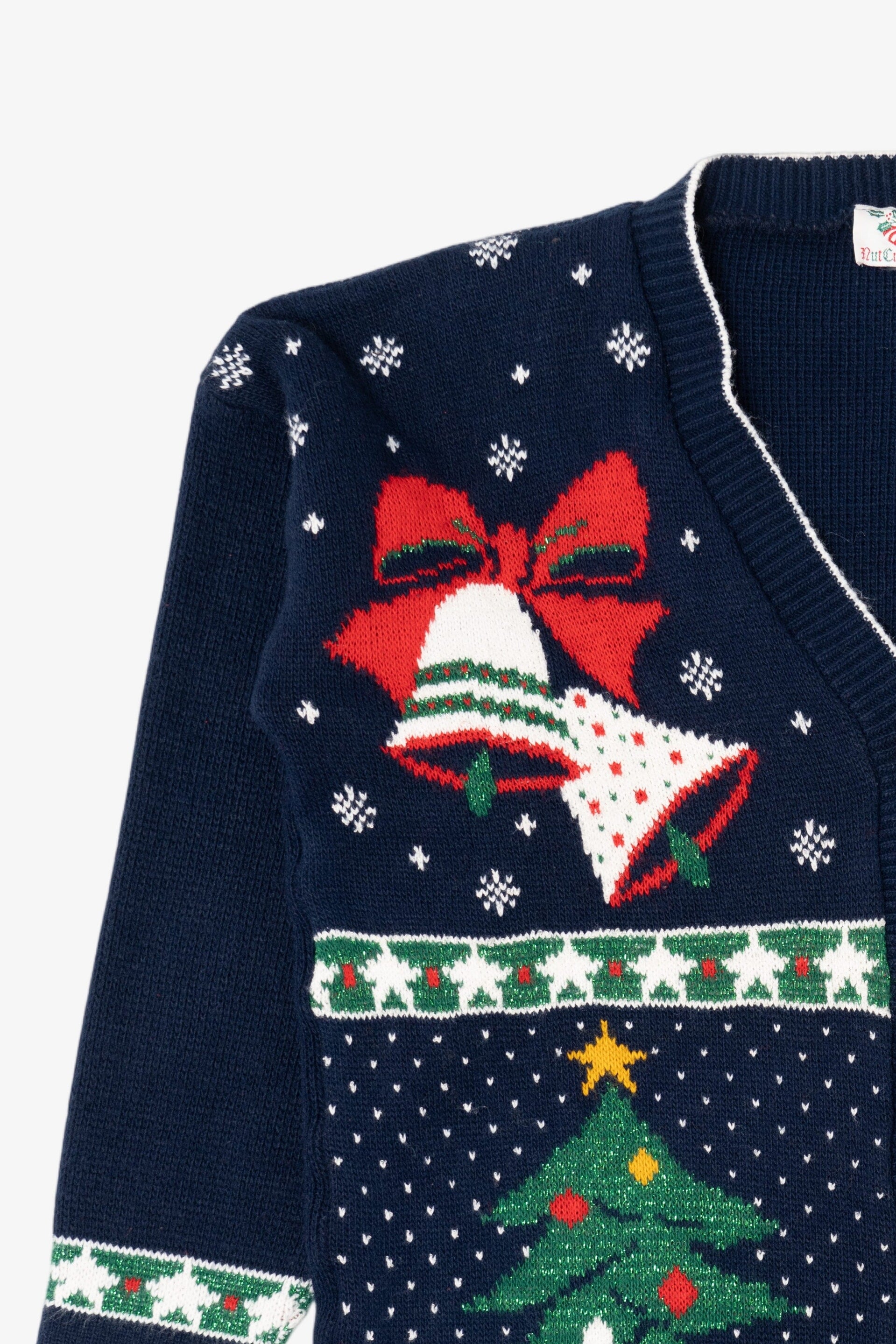Vintage Dark Blue Nutcracker Ugly Christmas Cardigan (1990s)