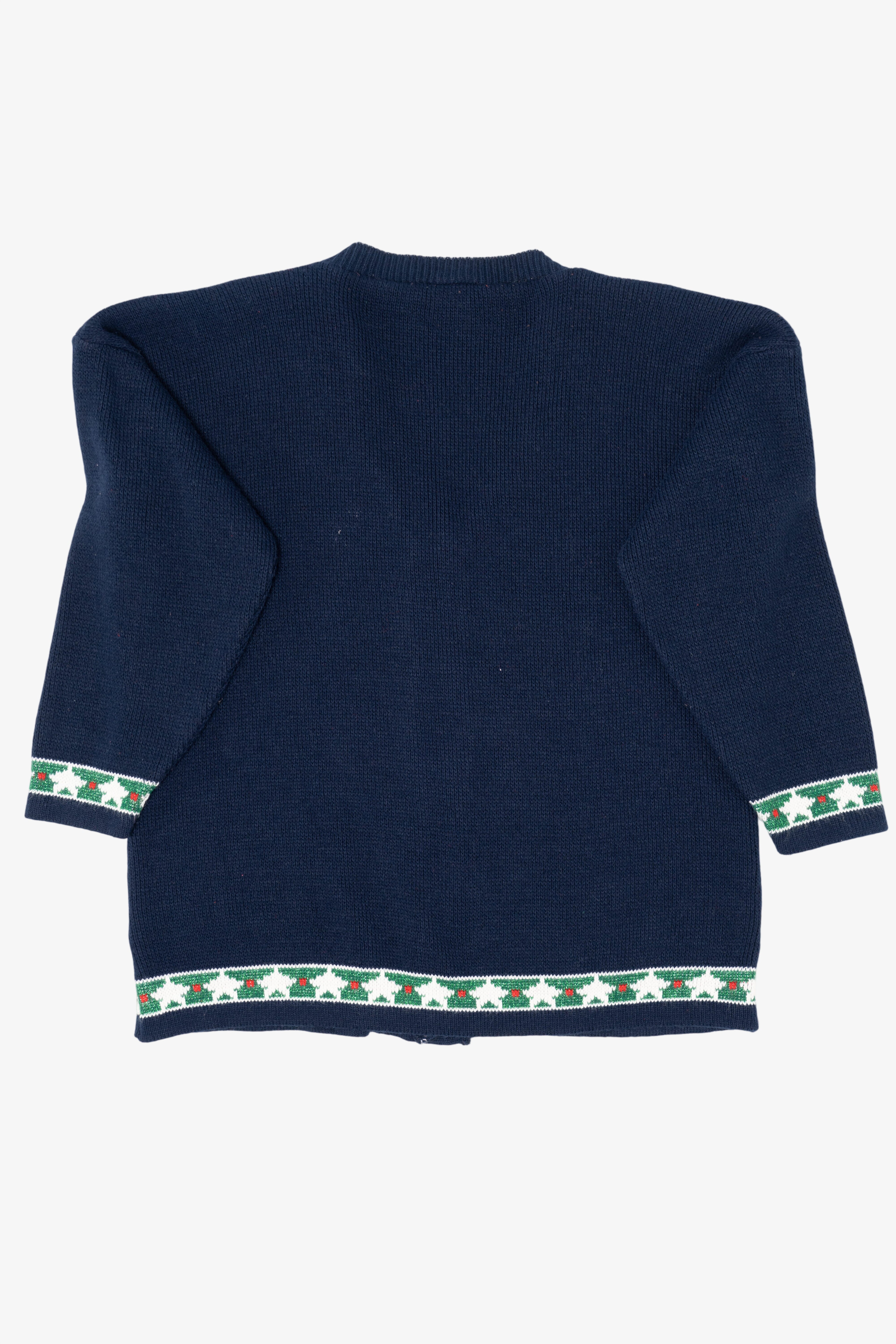 Vintage Dark Blue Nutcracker Ugly Christmas Cardigan (1990s)