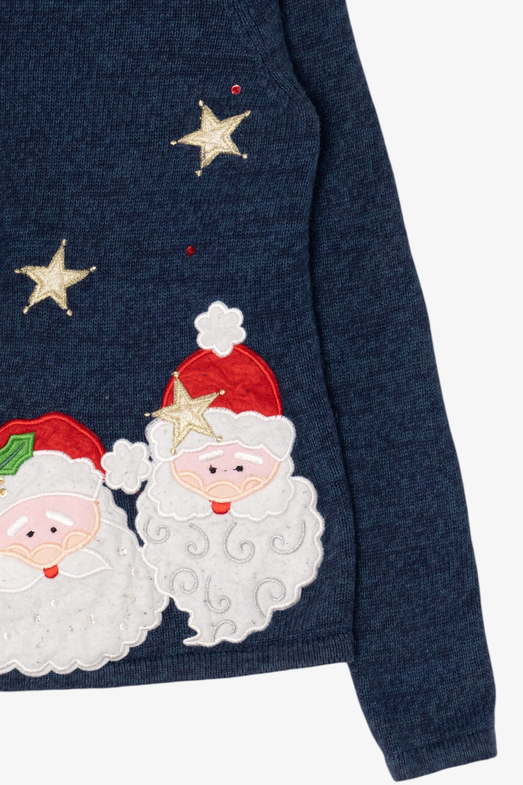 Vintage Blue Tiara International Santa Ugly Christmas Cardigan (1990s)