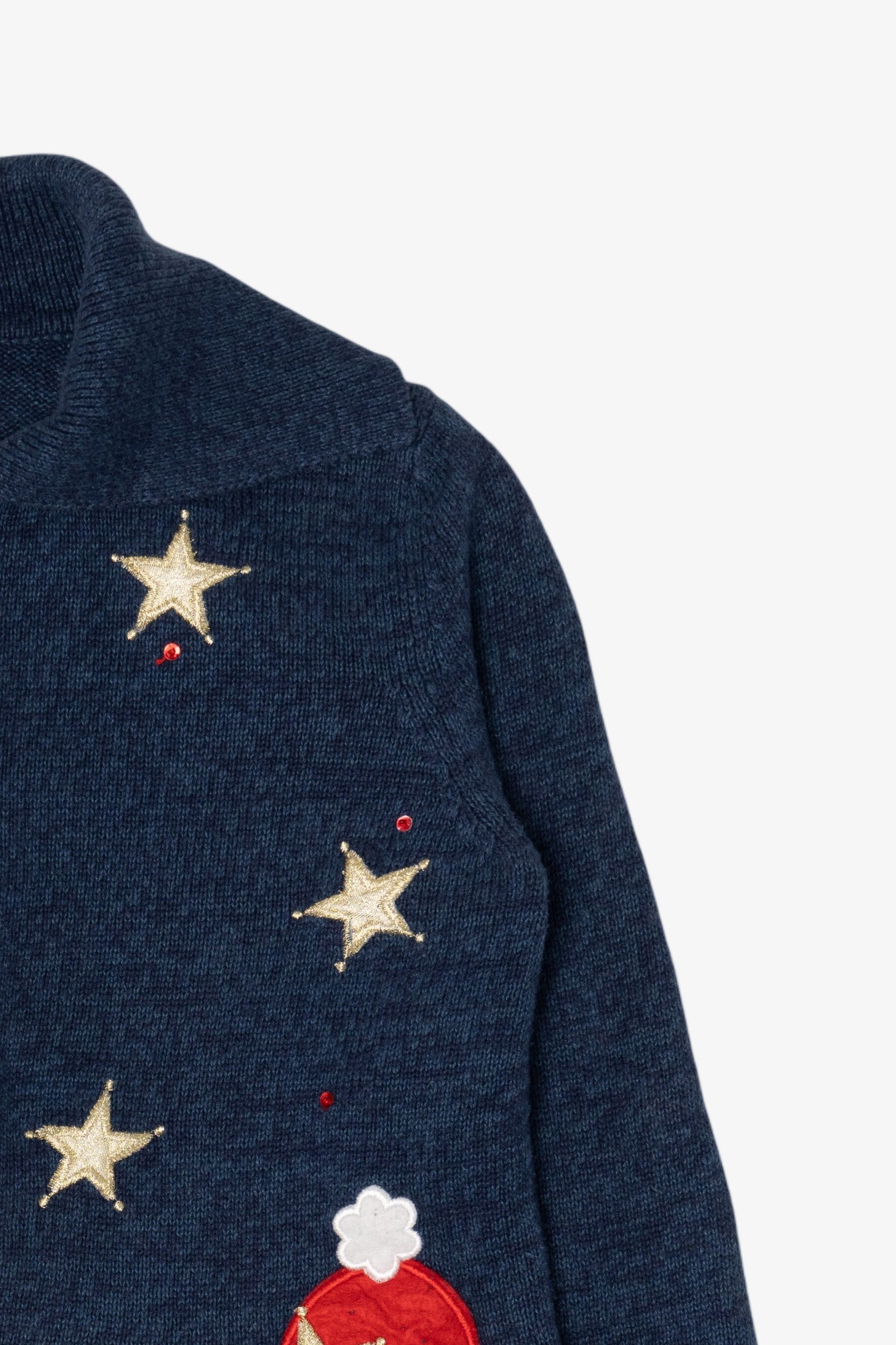 Vintage Blue Tiara International Santa Ugly Christmas Cardigan (1990s)