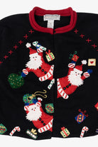 Vintage Black Tiara International Santas Ugly Christmas Cardigan (2000s)