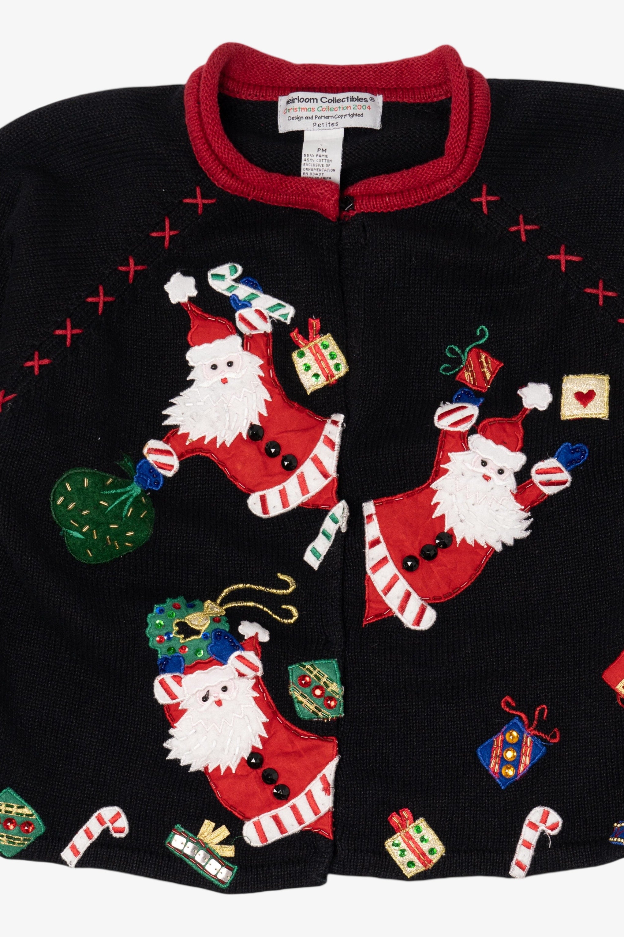 Vintage Black Tiara International Santas Ugly Christmas Cardigan (2000s)