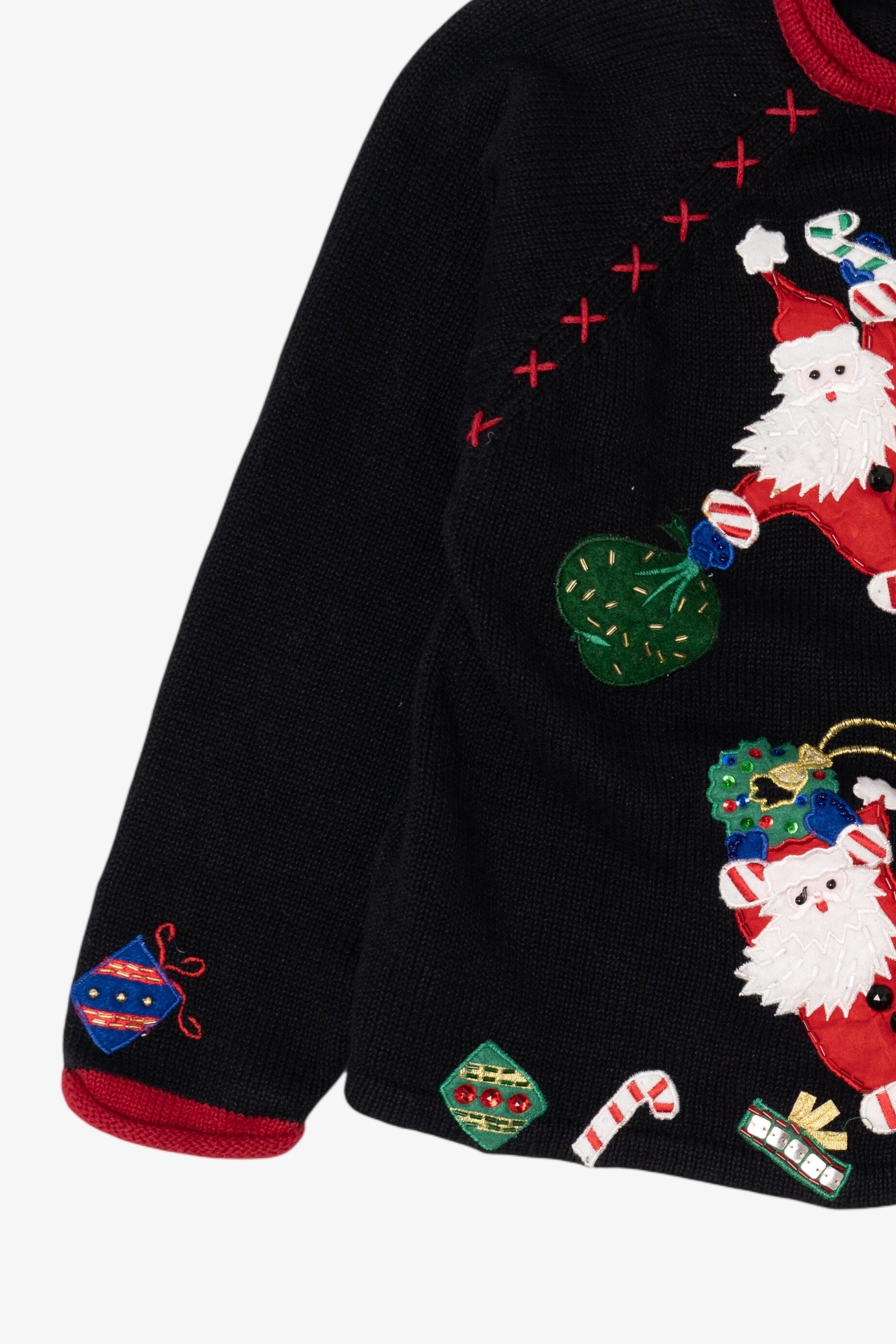 Vintage Black Tiara International Santas Ugly Christmas Cardigan (2000s)
