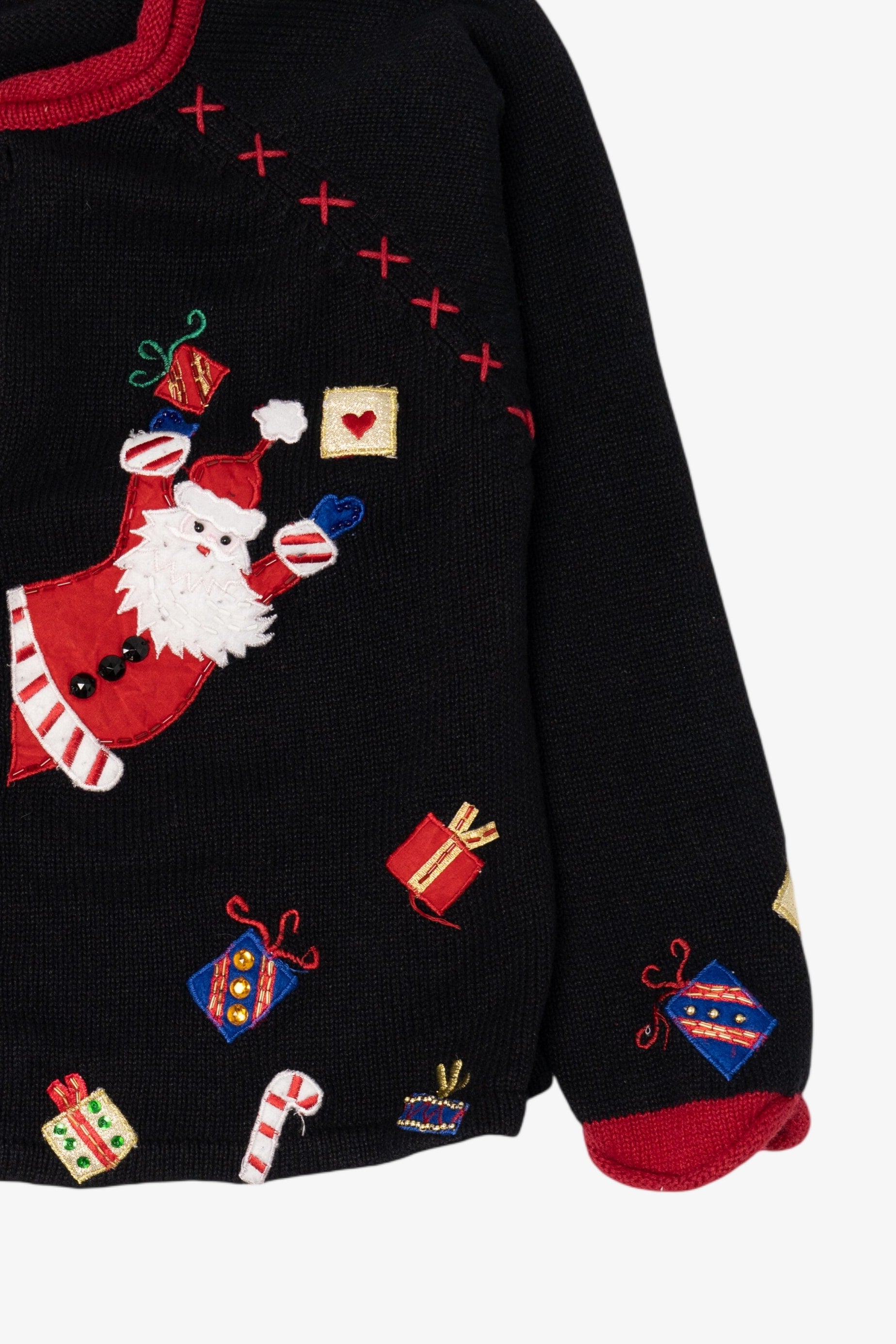 Vintage Black Tiara International Santas Ugly Christmas Cardigan (2000s)