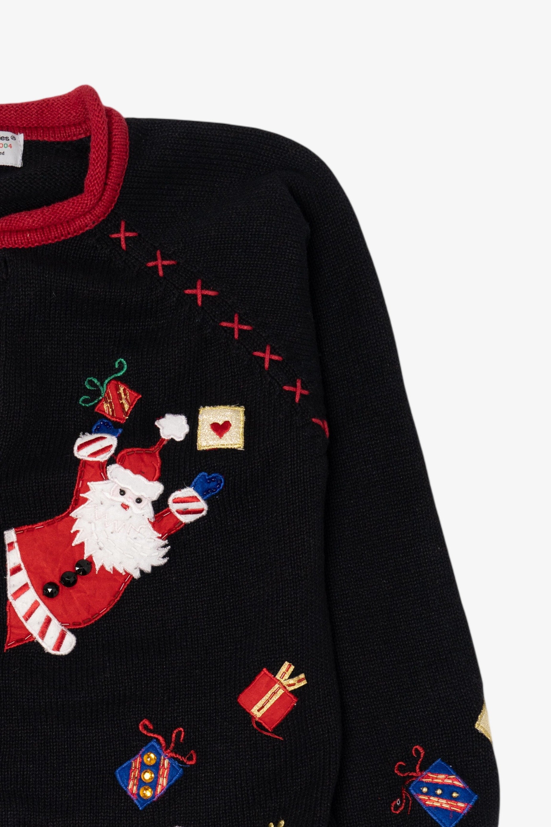 Vintage Black Tiara International Santas Ugly Christmas Cardigan (2000s)