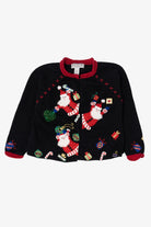 Vintage Black Tiara International Santas Ugly Christmas Cardigan (2000s)
