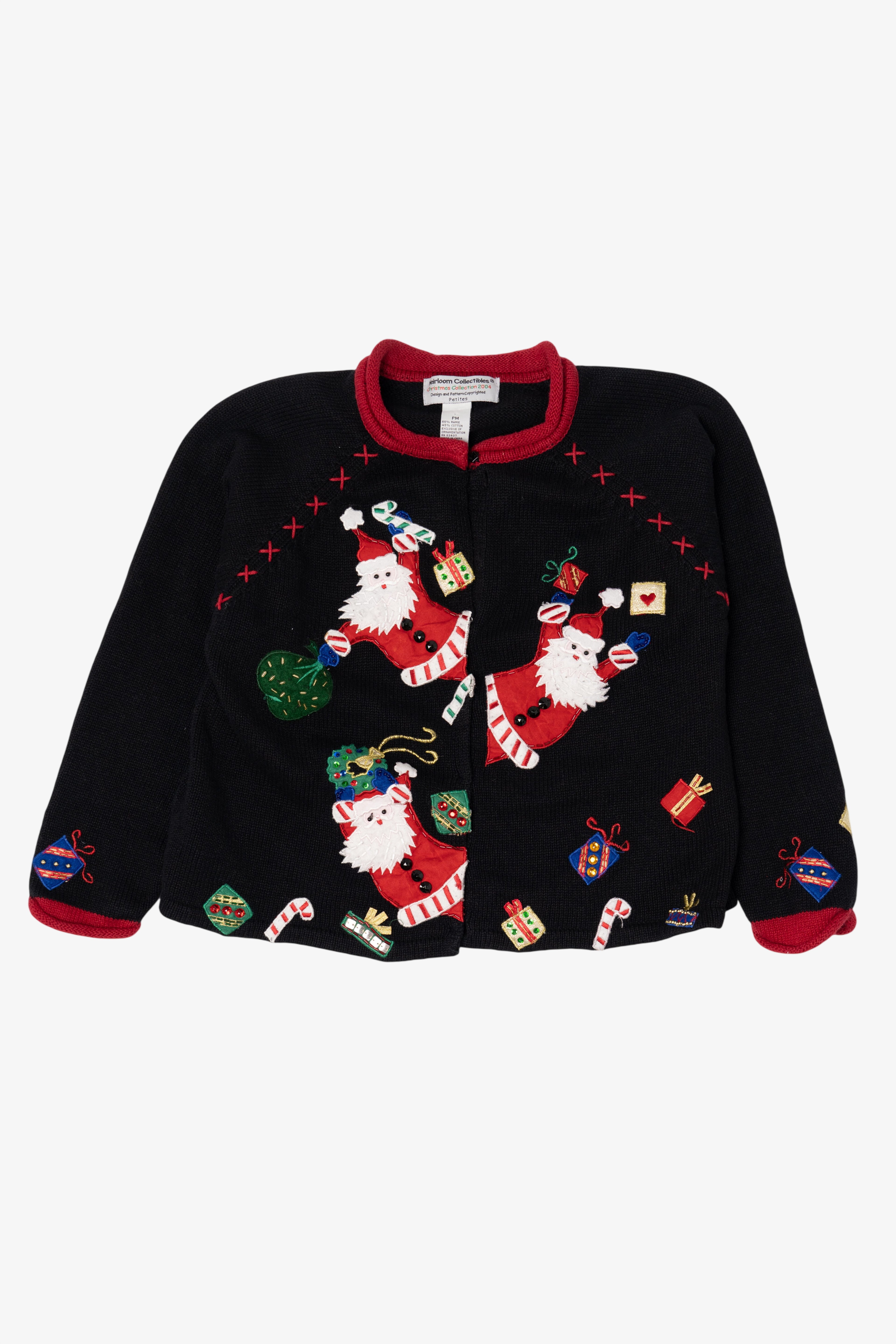 Vintage Black Tiara International Santas Ugly Christmas Cardigan (2000s)